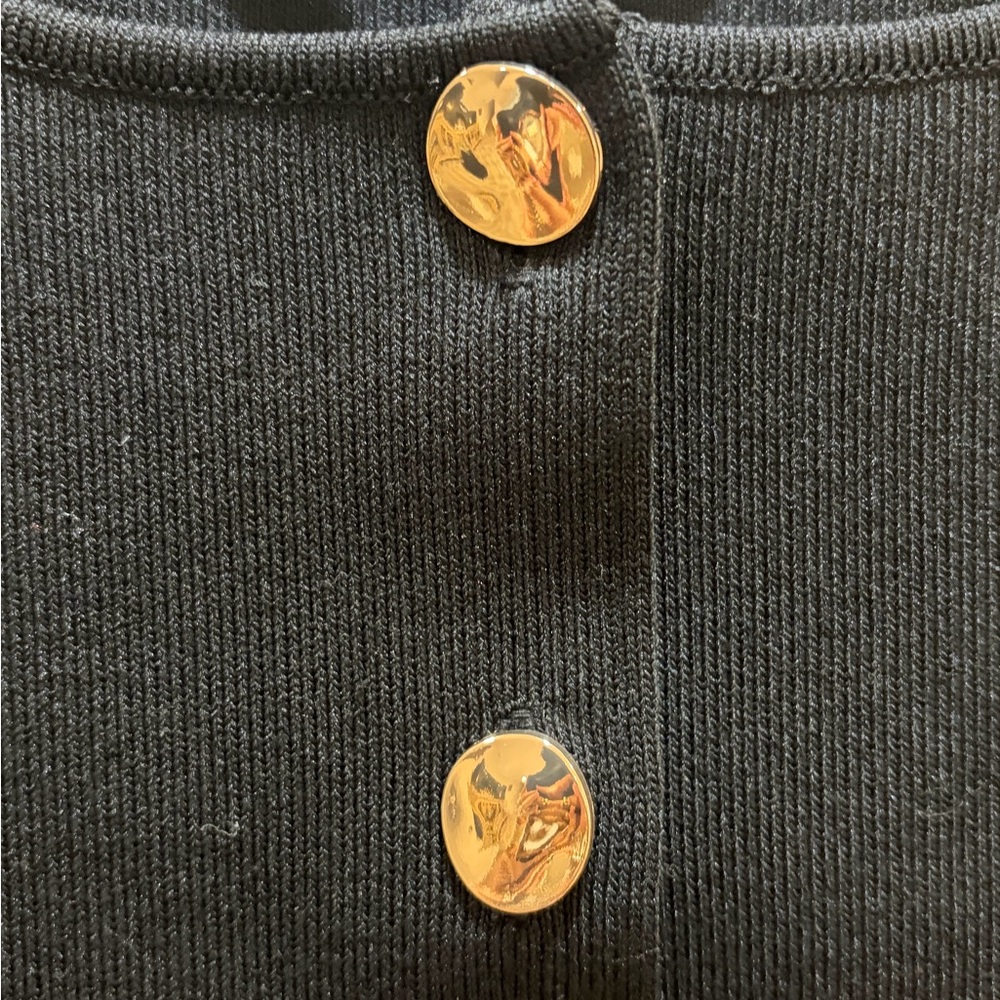 Zara BASIC KNIT GOLD BUTTON VEST NWOT SIZE MED office siren minimalist - Picture 6 of 8